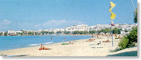 Saint George beach in Naxos Town.